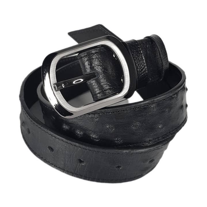 Svart bälte av äkta strutsläder för wholesale av ANKO