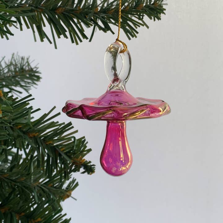 Dandarah – wholesale Ornament – Blown Glass Ornament - Pacifier: Pink