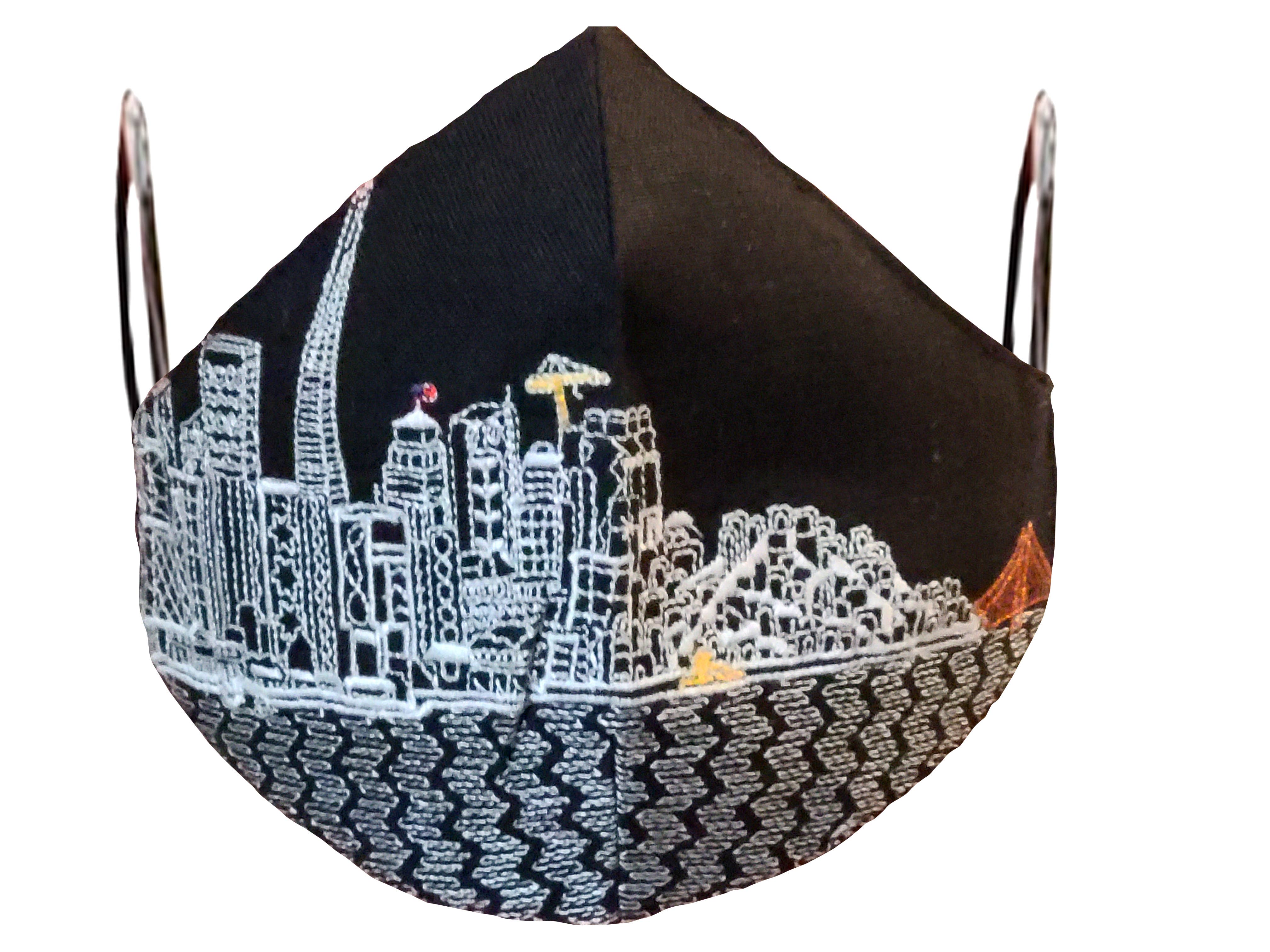 Beyond Cushions Corporation – Großhandel Mund-/Gesichtsschutz – San Francisco gestickte Skyline Gesichtsmaske1