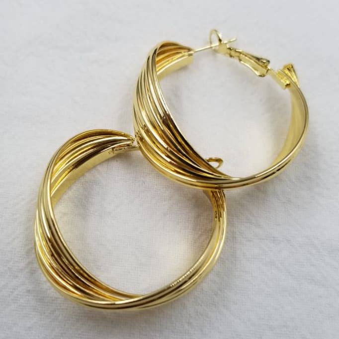 Brincos de Argola Envoltada a Ouro por atacado de ENA Jewelry