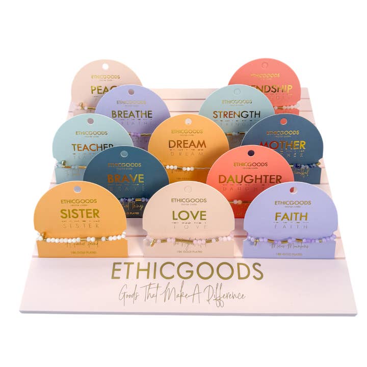 PVD-Gold- und Stein-Morsecode-Armbänder Komplettset für den Großhandel von ETHICGOODS