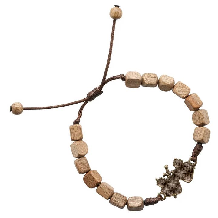 Oremus Mercy - Wholesale Beaded Bracelet - Sacred Hearts Wooden Beads Bracelet 7"1