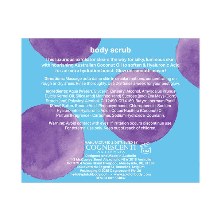 Cognescenti Pty Ltd - Wholesale Body scrub/exfoliant - Splotch Body Coconut & Hyaluronic Smooth Moves…Body Scrub1