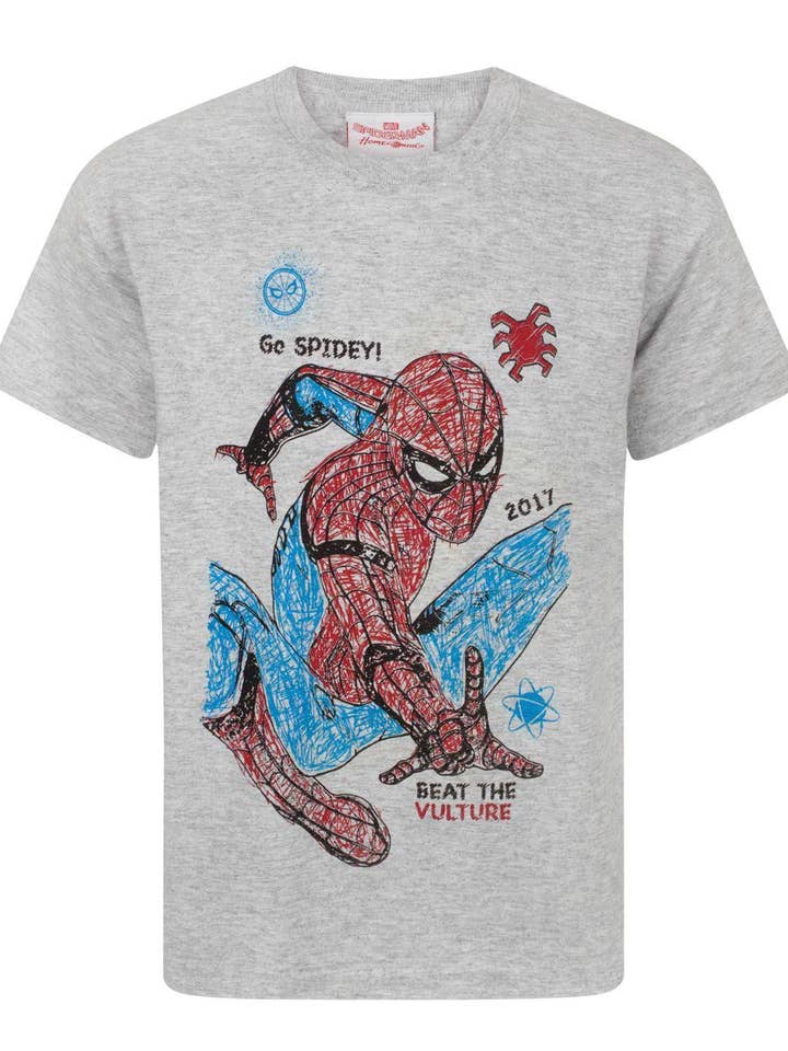 T-shirt Cinzenta de Manga Curta do Homem-Aranha para Rapazes da Marvel por atacado de Vanilla Underground