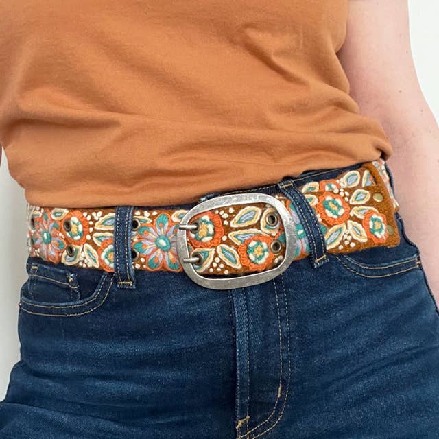 Jenny Krauss - Wholesale Belt - Women's - Ground Cover Floral Embroidered Wool Belt1