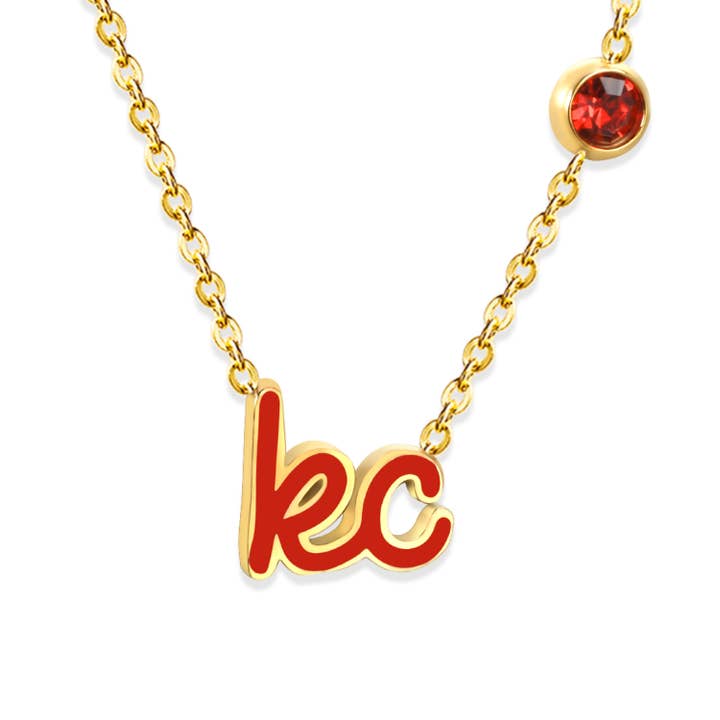 Colliers Kansas City - Écriture KC rouge avec breloque pour la vente par EB and Co.