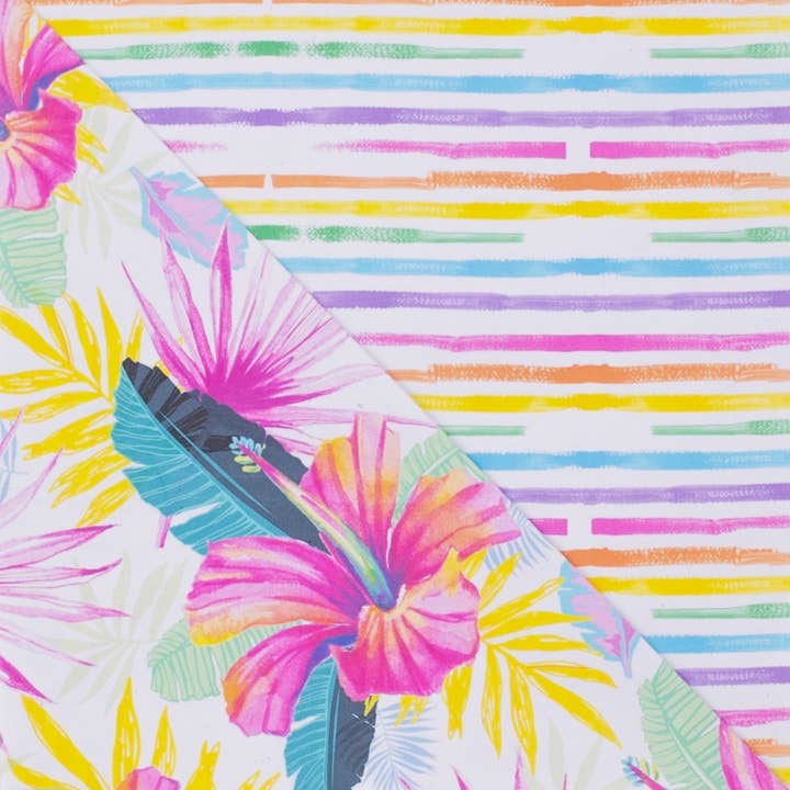 Wrappily Eco Gift Wrap Co. - Wholesale Flat Wrap - Hibiscus Fan Palm • Double-sided Eco Wrapping Paper•Everyday1