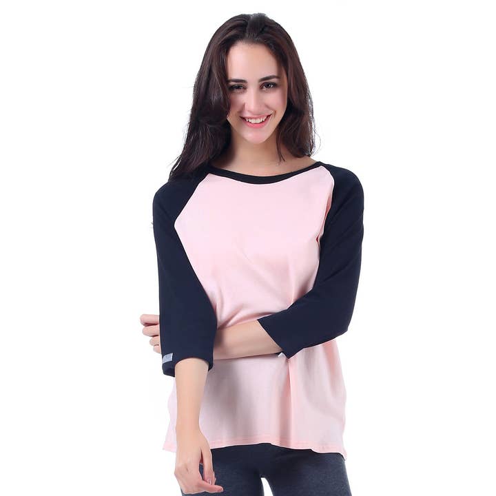 M2O: Pink/Black L/XL Baseball T-Shirt for wholesale by Mad Style