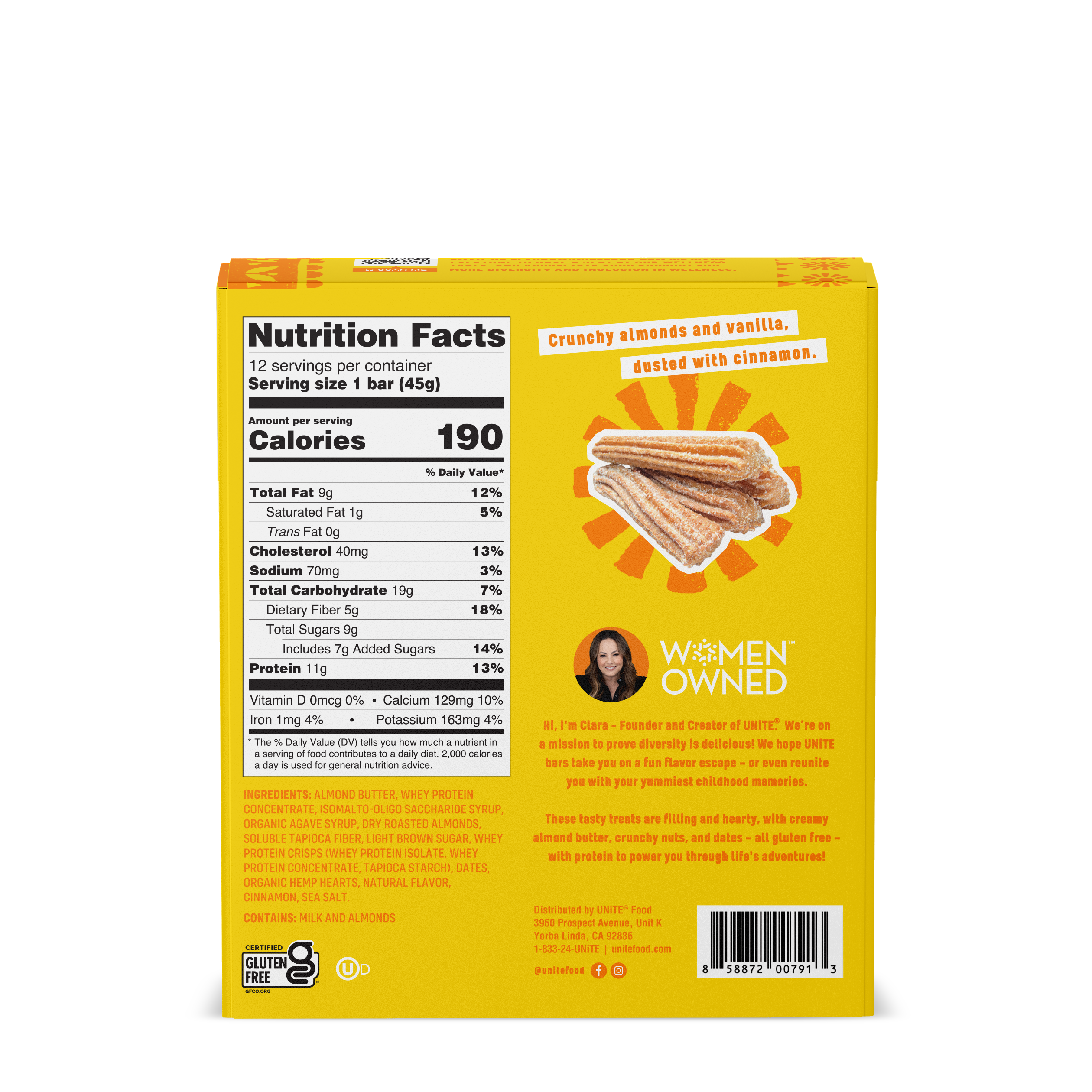 UNiTE Foods - Wholesale Snack Bar - Churro Flavored Protein Bar3