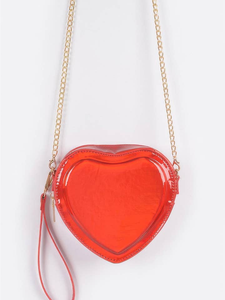 Heart Shape Mirror Metallic Crossbody Bag for wholesale by CC Wholesale Clothing
