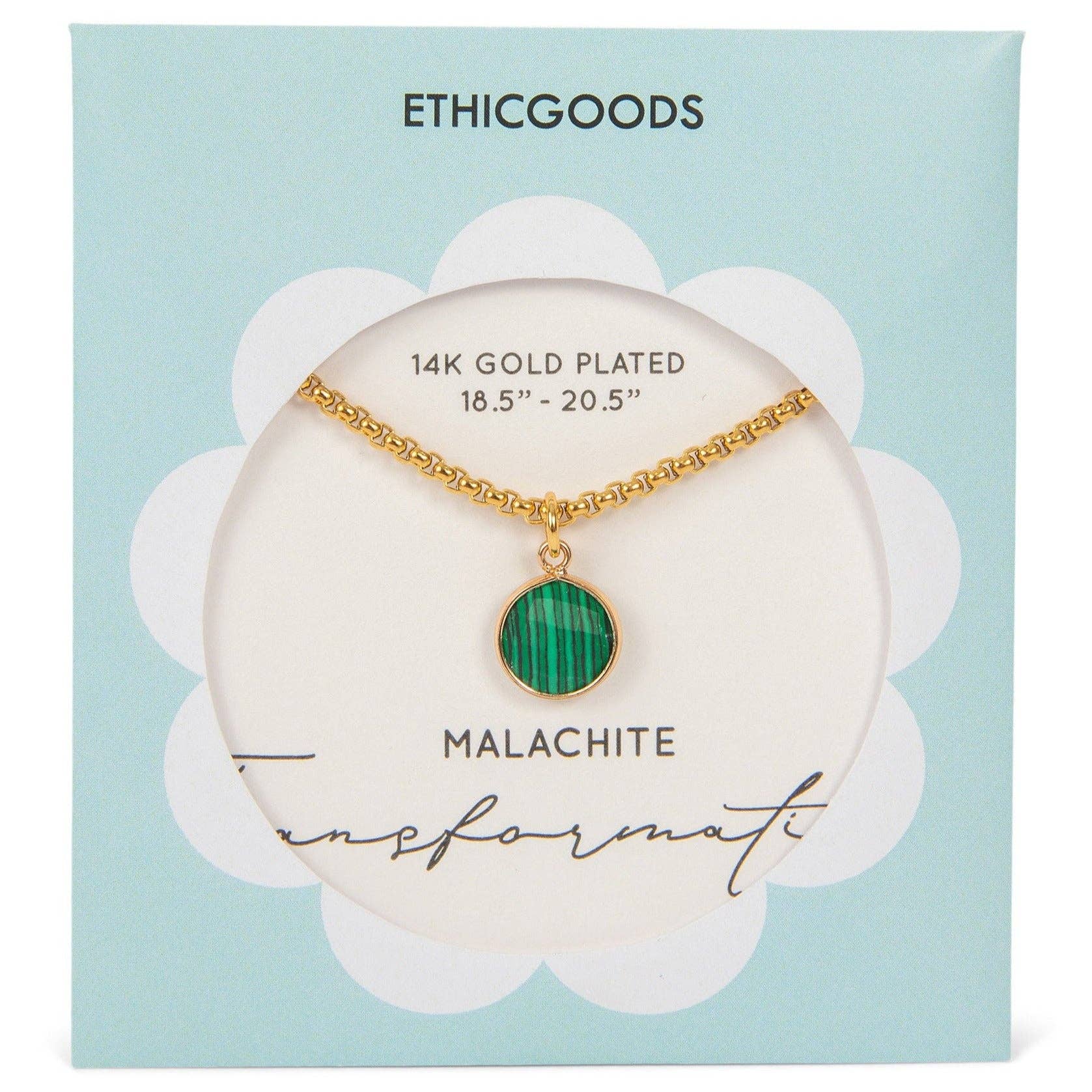 ETHICGOODS - Wholesale Pendant/Charm Necklace - Classic Gold Stone Pendant Necklace - Malachite1