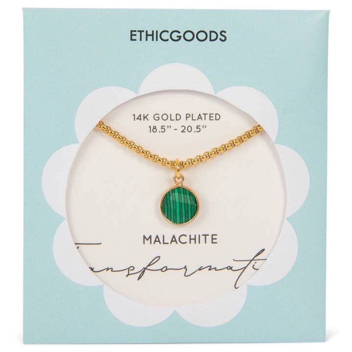 ETHICGOODS - Wholesale Pendant/Charm Necklace - Classic Gold Stone Pendant Necklace - Malachite1