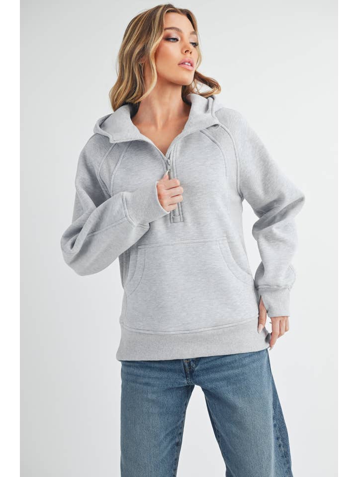 AEMI + CO - Venta al por mayor Sudadera con capucha - Mujer - Sudadera con media cremallera larga 990DK Drea53