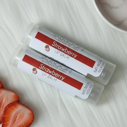 STRAWBERRY LIP BALM for wholesale by SAUBOON Handcrafted Soaps