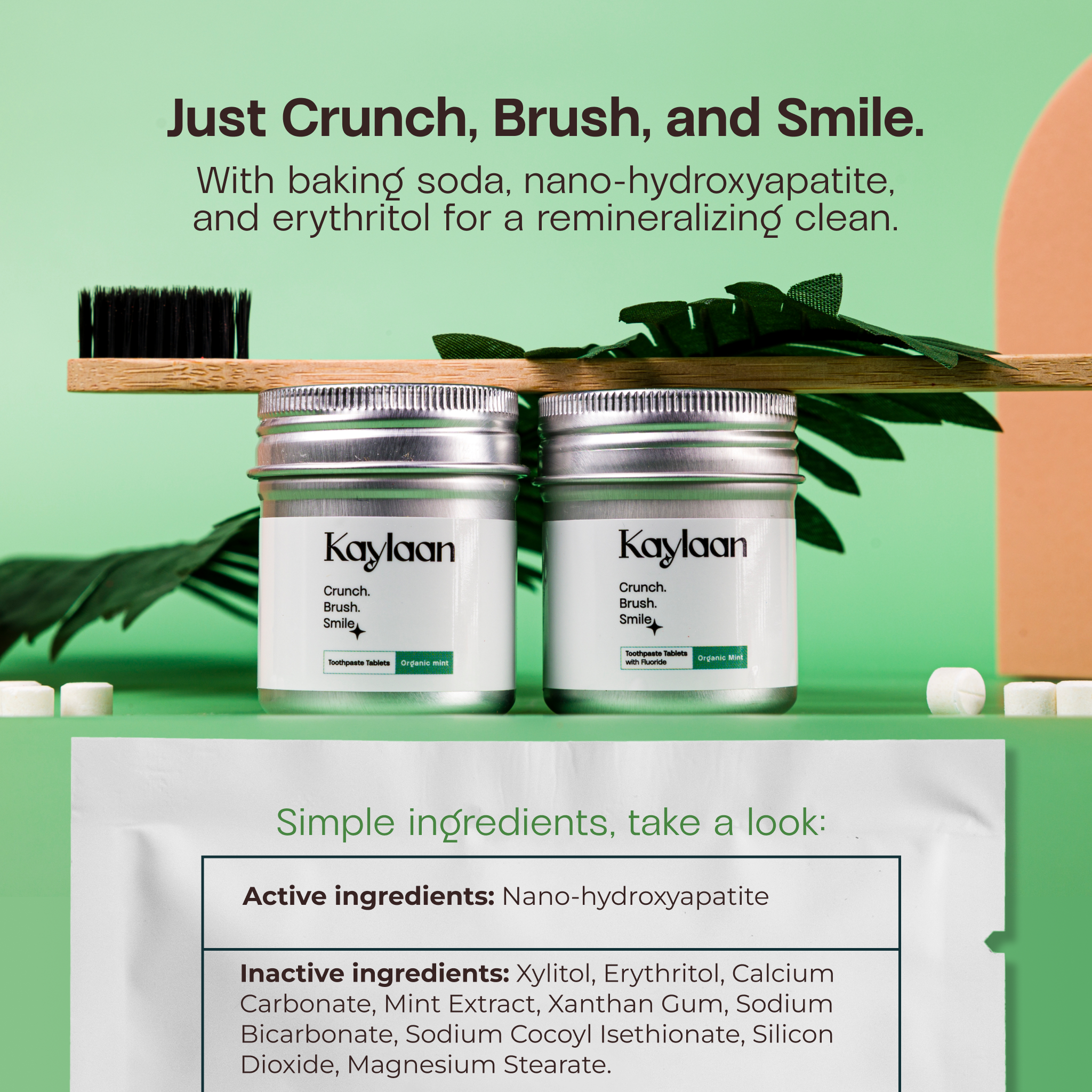 Kaylaan Toothpaste and Mouthwash Tablets - Vendita all'ingrosso Dentifrici - Kaylaan – Ricarica compresse dentifricio senza fluoro | Menta | 90 compresse3