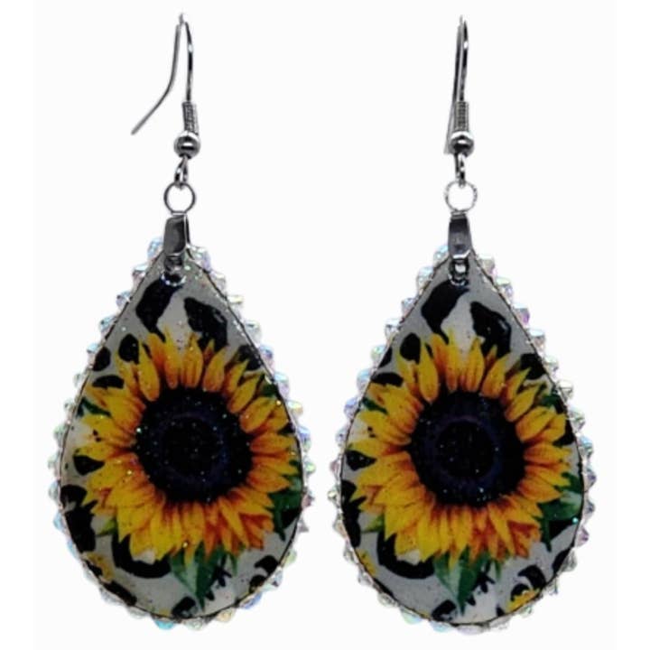 Boucles d'oreilles en forme de tournesol avec strass pour la vente par BCD
