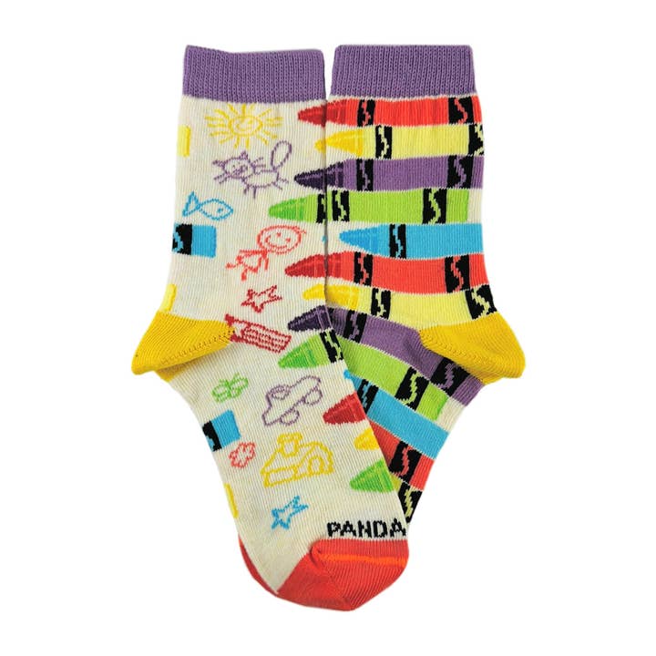 Colorful Crayons Socks from the Sock Panda (Ages 3-7) for wholesale by Sock Panda
