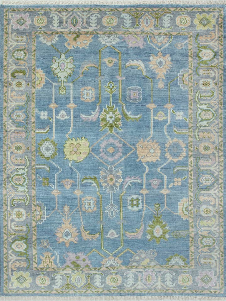 8x10 Blauwe Wol Moderne Turkse Oushak Tapijt voor wholesale door Aesthetic Homes LLC