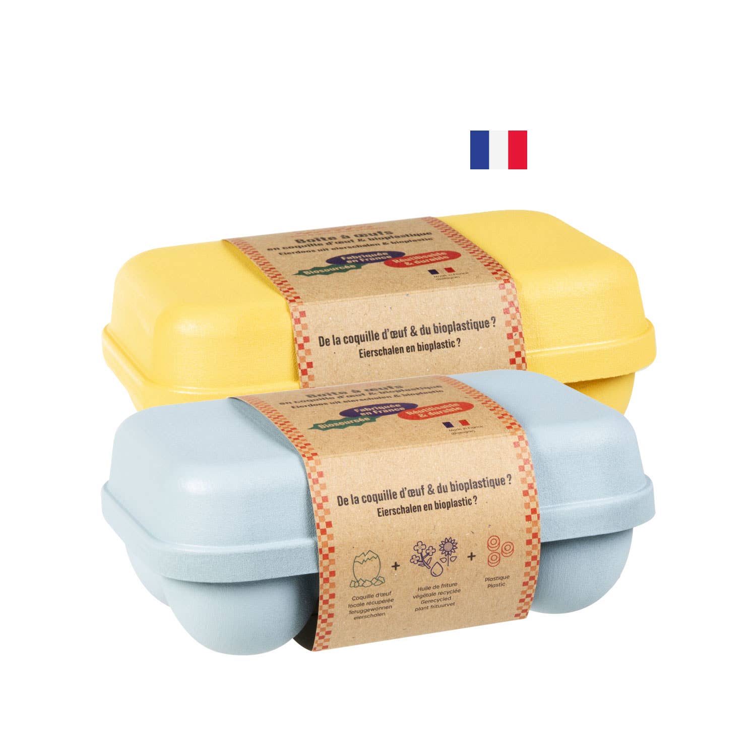 Ah! Table! - Ecodis - Wholesale Egg Cup/Holder - 6-egg carton in eggshell - yellow / blue0