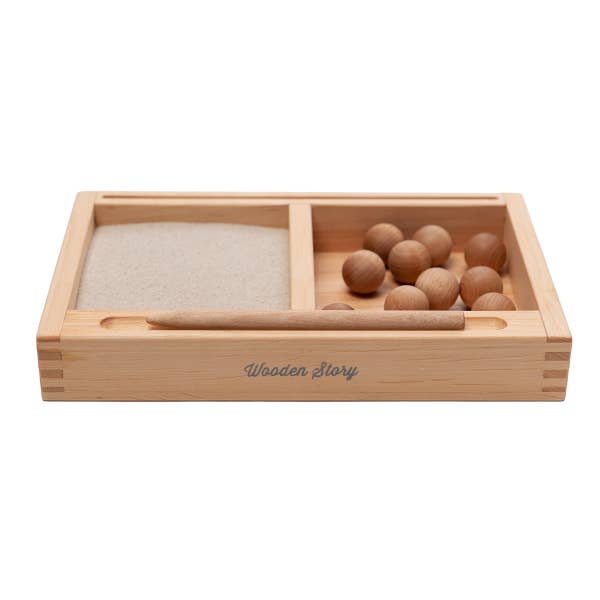 Wooden Story Sp. z o.o. - Wholesale Wood toy – Child - Sand writing tray with divider + card holder1