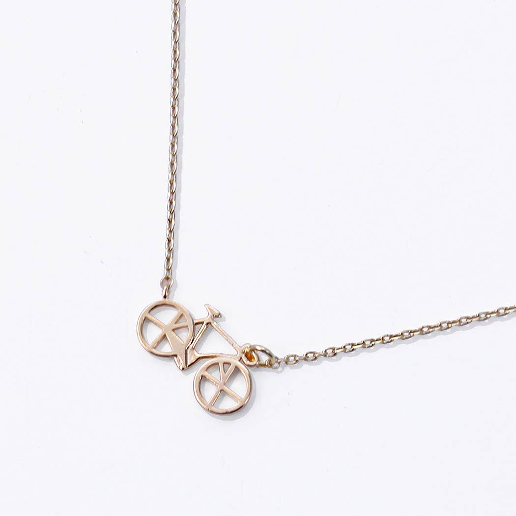 Fashion City - Wholesale Pendant/Charm Necklace - Gold-Dipped Bicycle Charm Necklace0