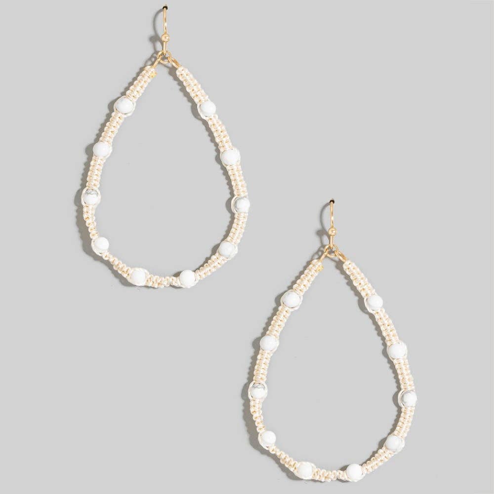 The Looks by Fame Accessories - Wholesale Hangende/ronde oorbellen - Steen Station Kralen Geregen Druppelvormige Oorbellen4