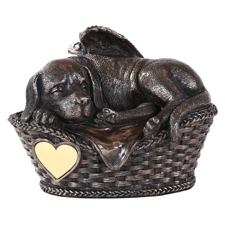 Resting Dog Urn with Engravable Plaque for wholesale by Pacific Trading