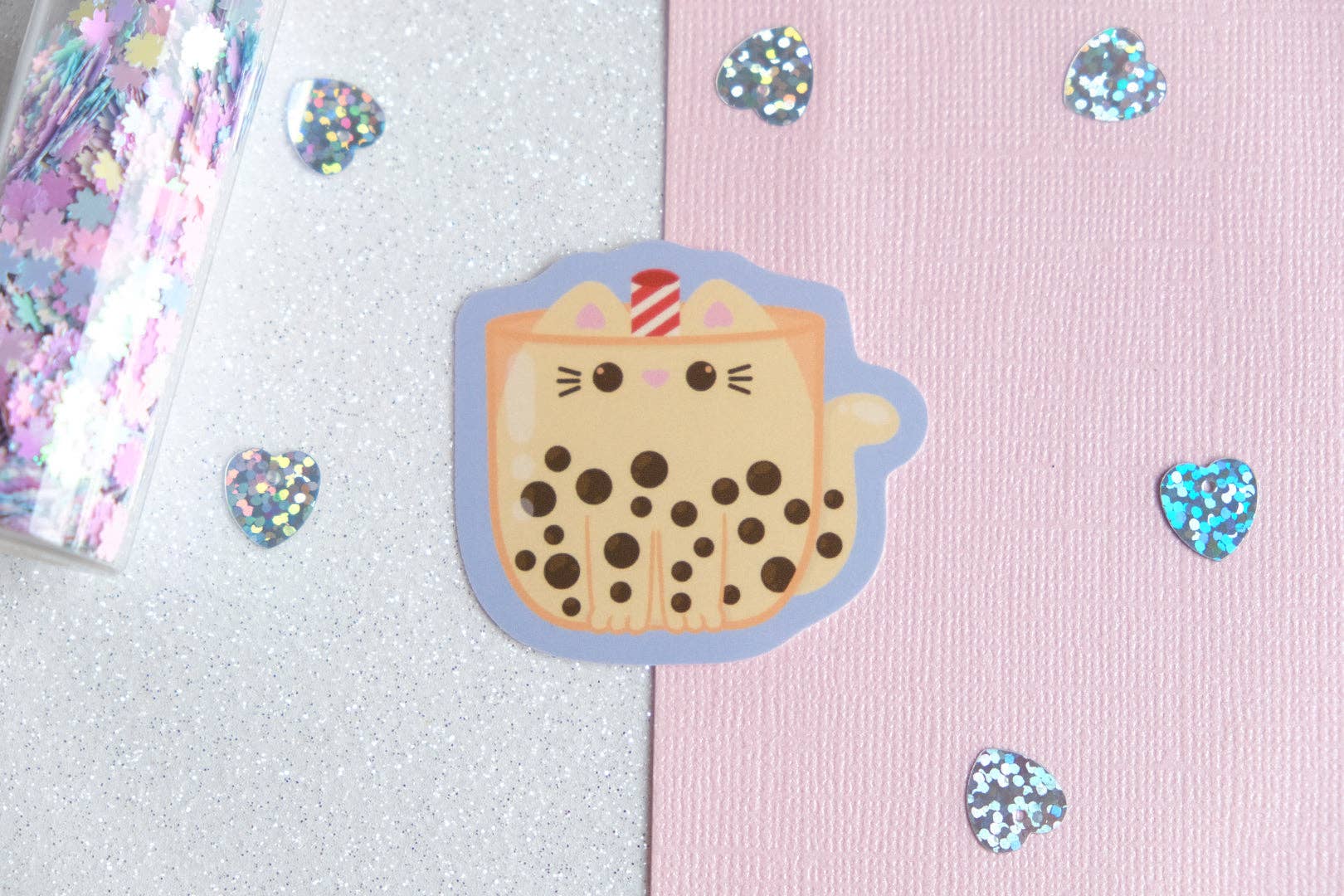 Sparkles in the Wild - Wholesale Sticker - Boba Bubble Tea Cat Sticker - Whiskered Wonders Collection