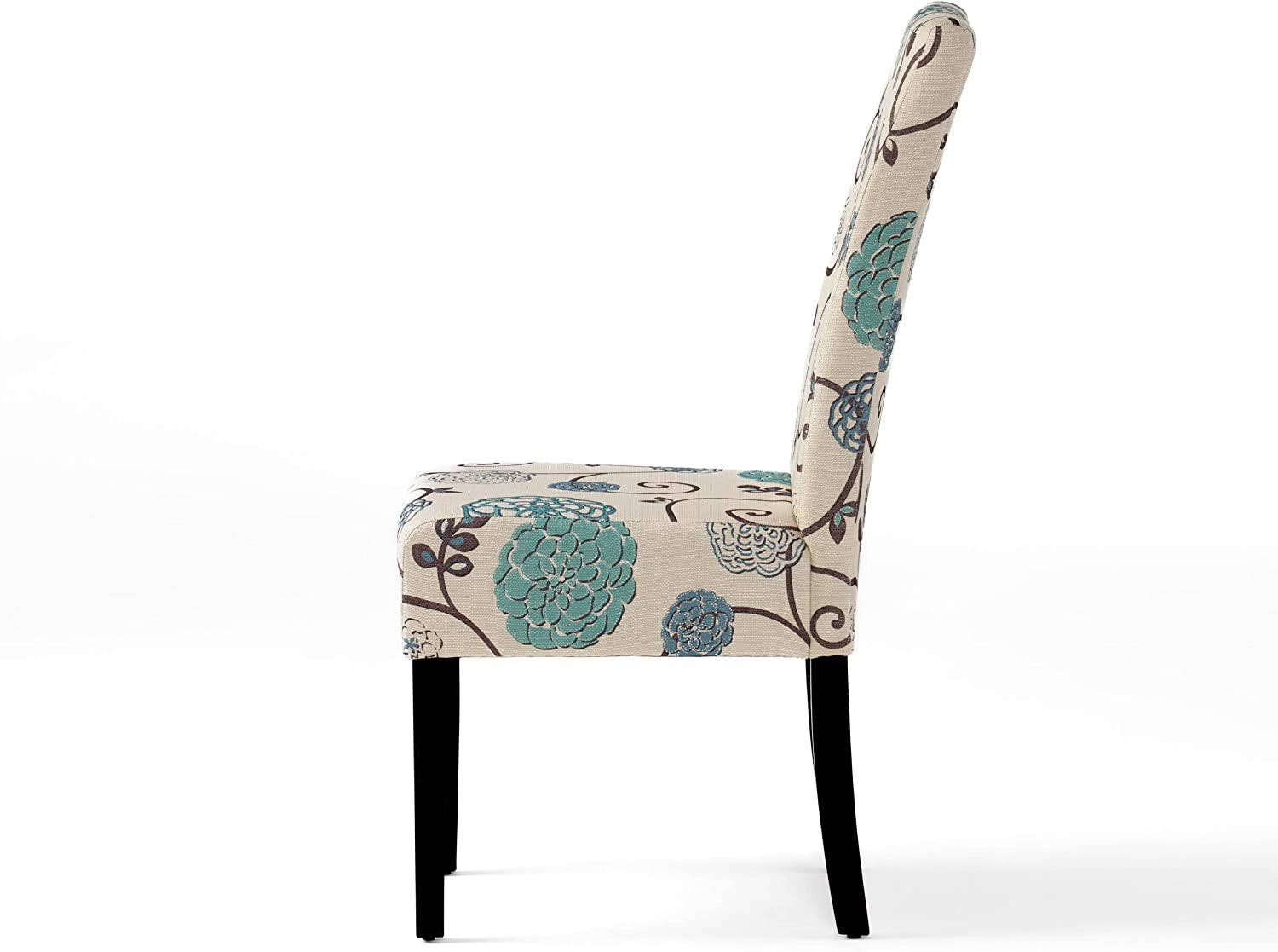 Set of 2 Pertica Fabric Dining Chairs, White and Blue Floral for wholesale on Faire9