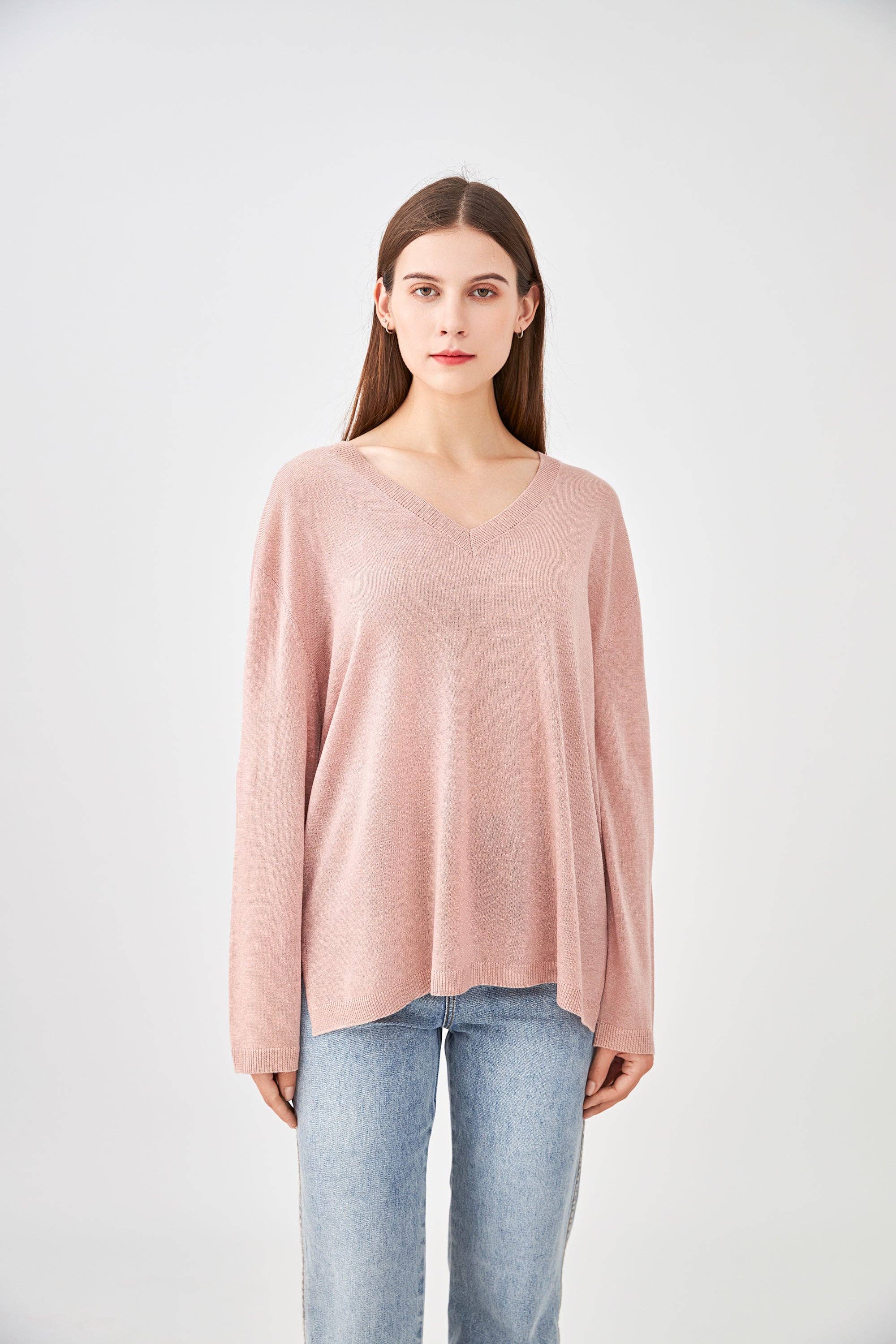 jw.atelier - Vente Pull en maille – femme - Pull lurex cachemire col V oversize13