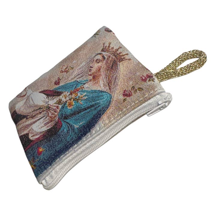 Oremus Mercy - Wholesale Pouch - Unisex - Rosary Pouch - Mystic Rose 3″ x 4″3