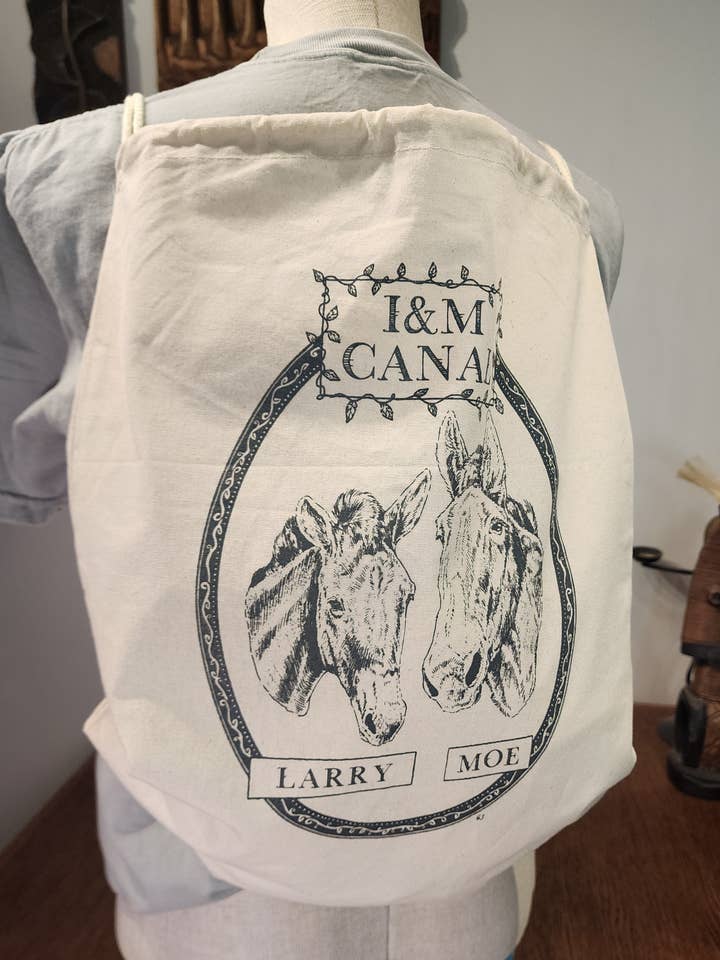 I&M Canal "Mule Portrait" Drawstring Backpack, cotton canvas for wholesale by Seed House Prints