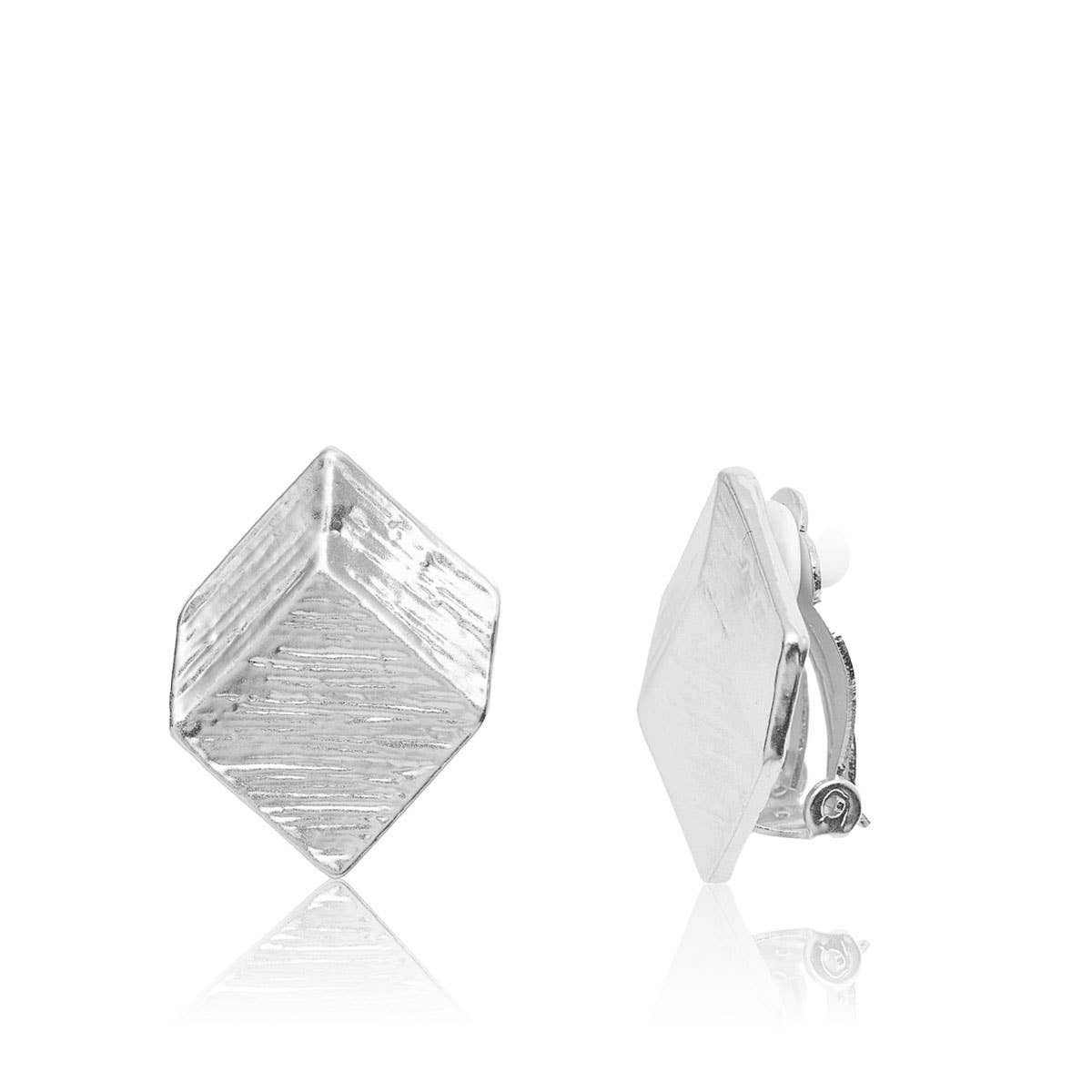 KARINE SULTAN - Wholesale Clip-On Earrings - Brushed Square Clip On Earrings *As seen on*2