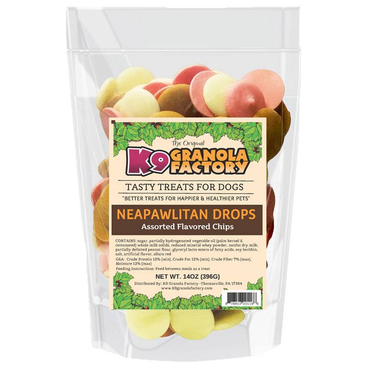 K9 Granola Factory - Wholesale Pet Treats - Dog - Yogurt Drops, NeaPAWilitan Recipe, 14oz