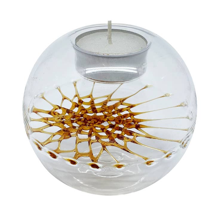 tealight with net large, gold for wholesale by FW-Glas