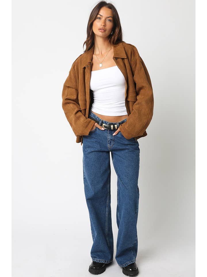 Olivaceous - Wholesale Jacket - Women's - Mia Faux Suede Jacket3