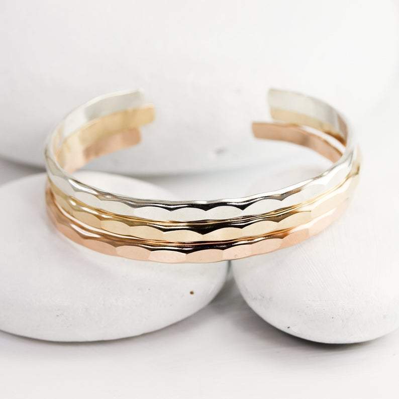 Lotus Stone Jewelry - Wholesale Cuff Bracelet - Wide Hammered Gold Cuff Bracelet1