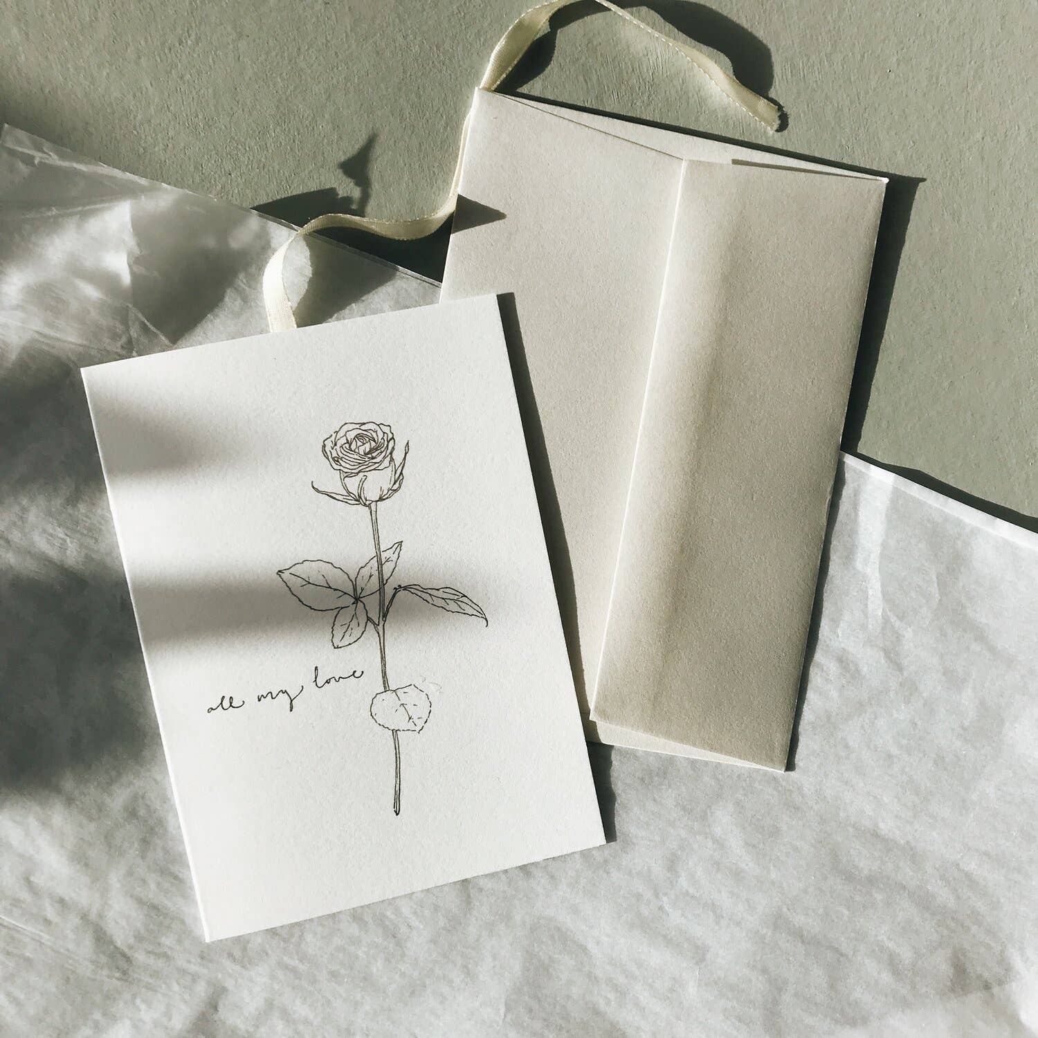 Annie Brougham Paper Goods. - Wholesale Liefdeskaartje - Rose 'All My Love' kaart1