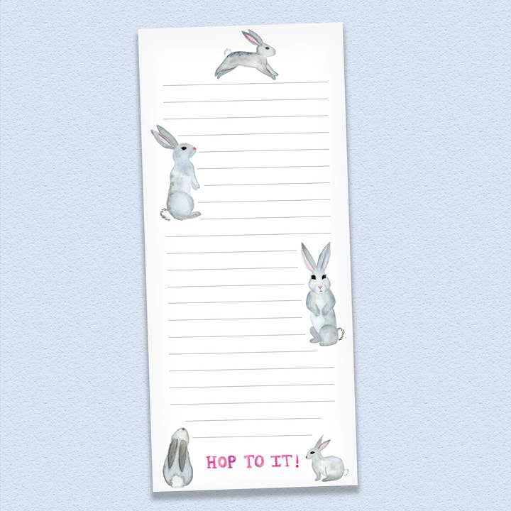 Hop To It Bunny Notepad for wholesale by Printed Water
