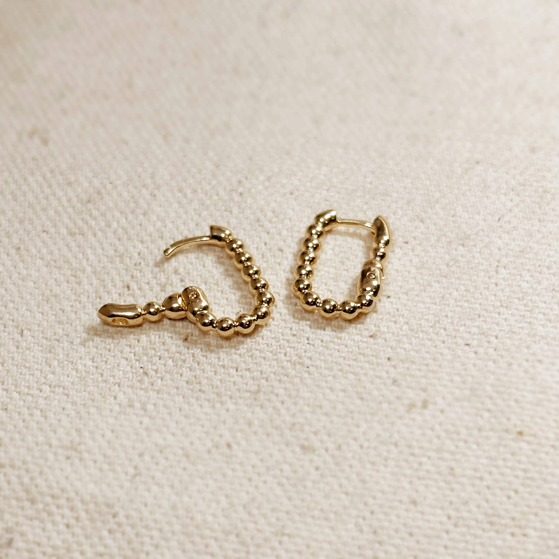 GoldFi - Wholesale Hoop Earrings - Beaded Rectangle Clicker Earrings4