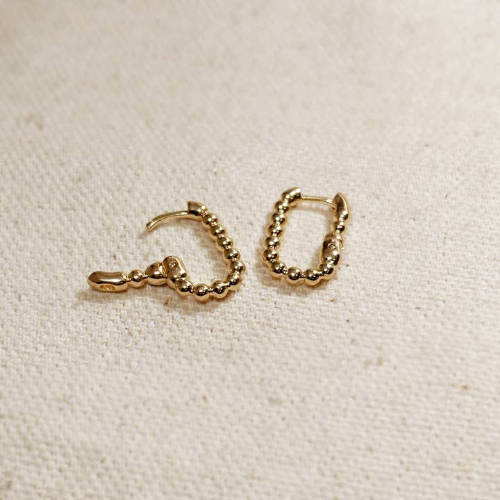 GoldFi - Wholesale Hoop Earrings - Beaded Rectangle Clicker Earrings4