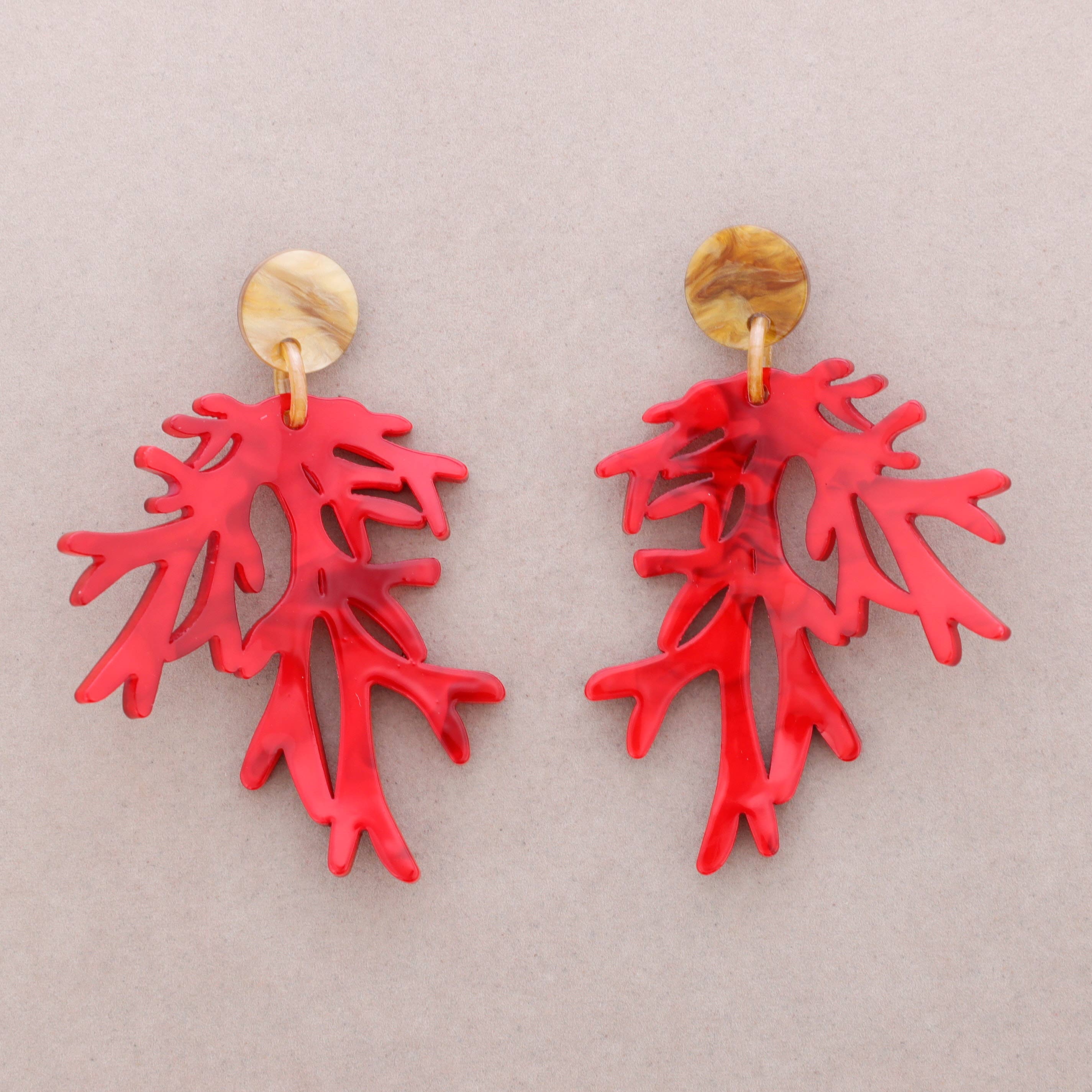 Sonata - Wholesale Snap Jewelry - Coral Resin Earrings2