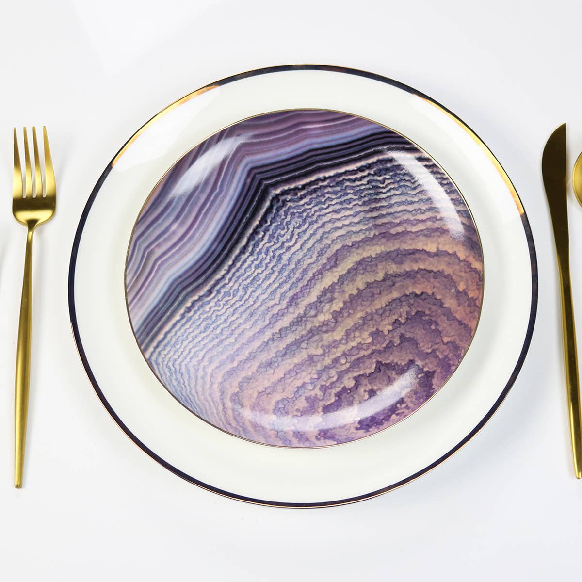 Little White Dish - Vente Assiette - Assiettes à bordure fine dorée - lot de 45