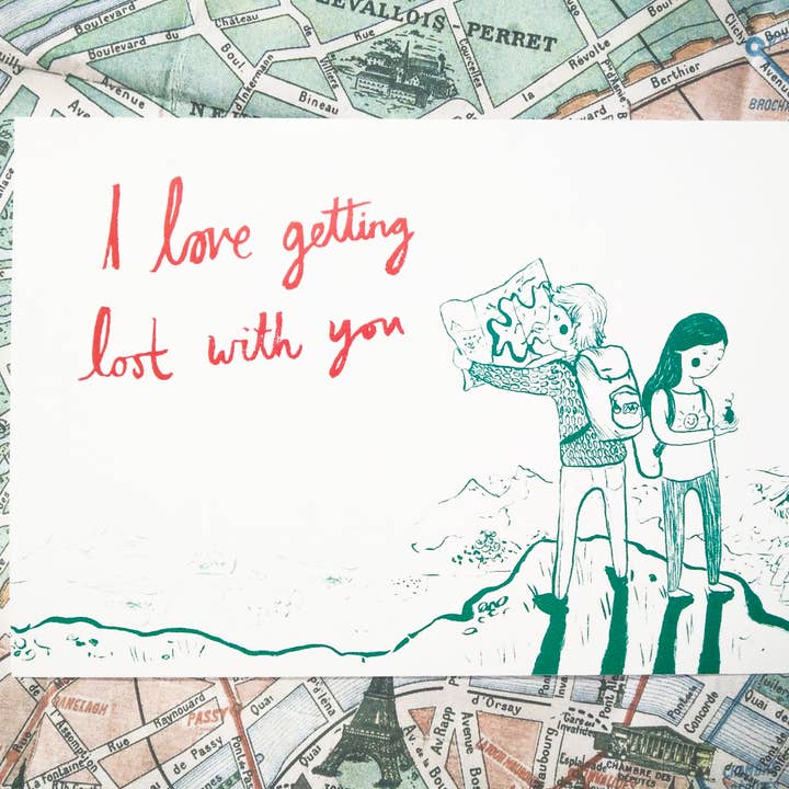Emmeline Illustration - Wholesale Love Card - I Love Getting Lost With You Greeting Card