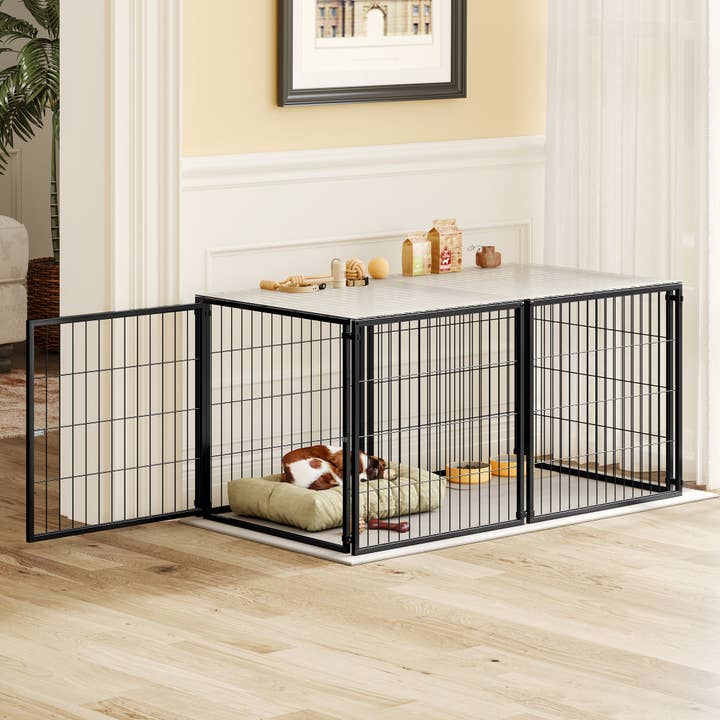 Cage pour grand chien de 48 pouces avec couverture supérieure, chenil d'intérieur, noir pour la vente par 39F Inc.