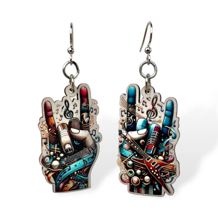 Rock On Hands Earrings #1790 for wholesale by Green Tree Jewelry