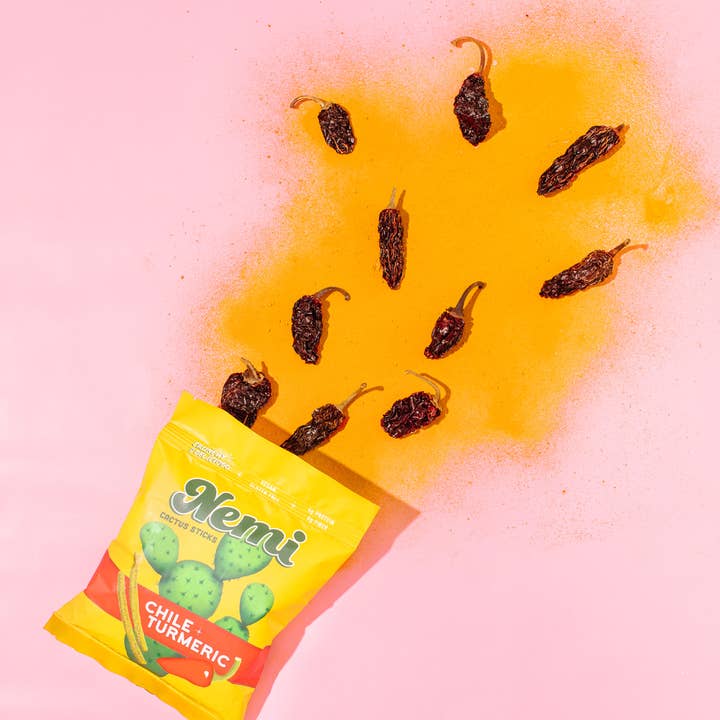 Nemi Snacks - Wholesale Puffed Snack - Chile Turmeric - Crunchy Nopales Cactus Nemi Snacks