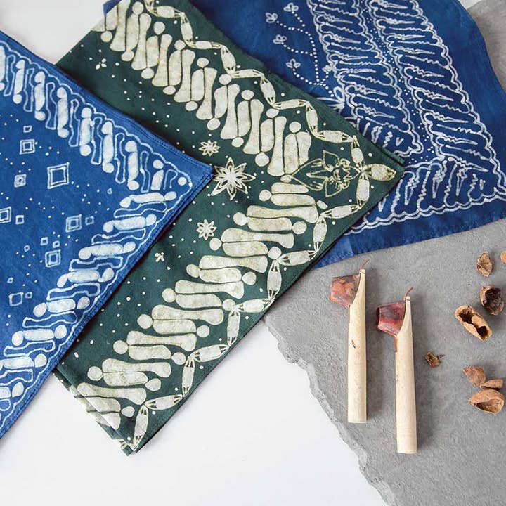 The Batik Library - Wholesale Bandana - Unisex - Double Parang - Batik Bandana Handkerchief Scarves