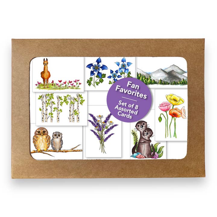 Ensemble de 8 cartes de correspondance assorties, coffret - Les préférées des fans pour la vente par Whimsicals Paperie