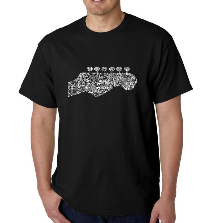 LA Pop Art Men's Word Art T-shirt - Guitar Head for wholesale by LA Pop Art